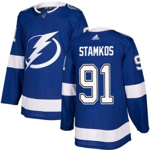 Miesten NHL Tampa Bay Lightning Pelipaita 91 Steven Stamkos Authentic Royal Sininen  Koti